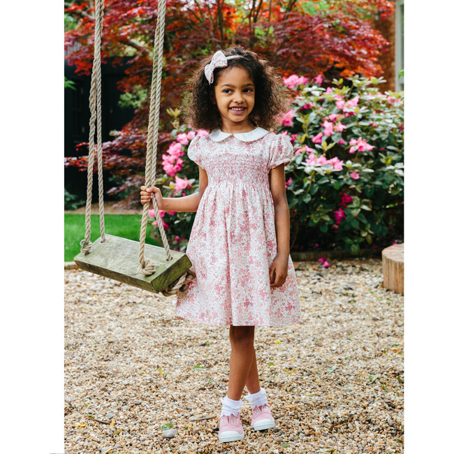 Arabella Bloom Smocked Dress, Pink Floral - Dresses - 2