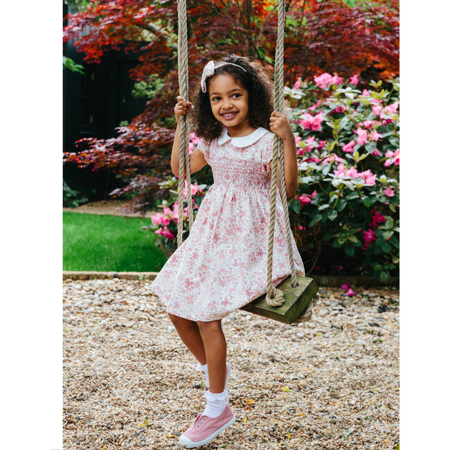 Arabella Bloom Smocked Dress, Pink Floral - Dresses - 4
