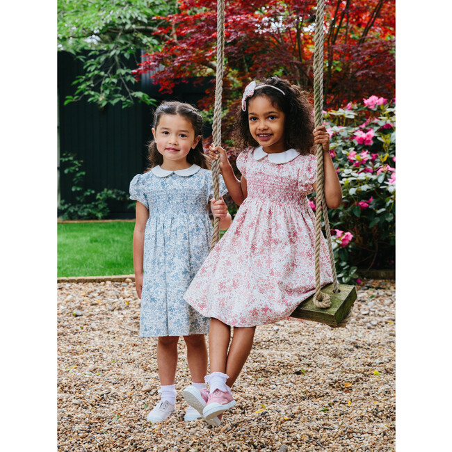 Arabella Bloom Smocked Dress, Pink Floral - Dresses - 5
