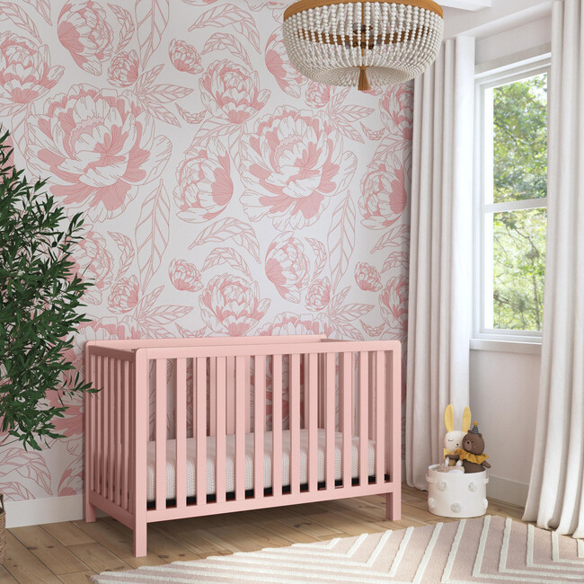 Colby 4-in-1 Low-profile Convertible Crib, Petal Pink - Cribs - 3