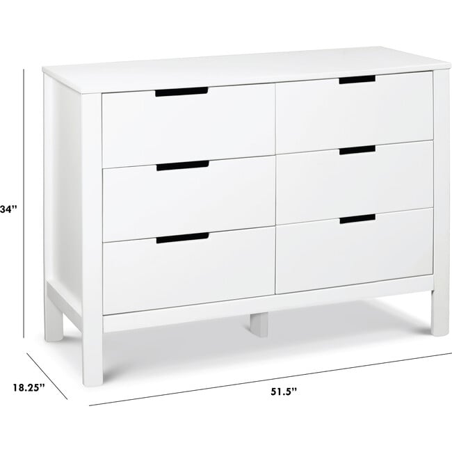 Colby 6-Drawer Double Dresser, White - Dressers - 6