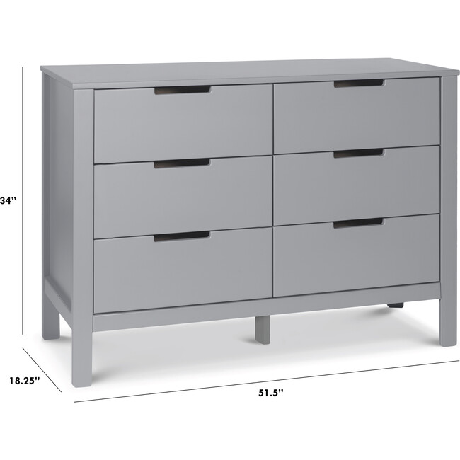 Colby 6-Drawer Double Dresser, Grey Finish - Dressers - 7