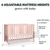 Colby 4-in-1 Low-profile Convertible Crib, Petal Pink - Cribs - 9