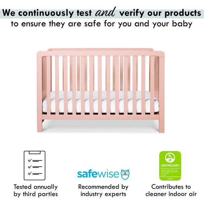 Colby 4-in-1 Low-profile Convertible Crib, Petal Pink - Cribs - 10