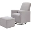 Olive Glider and Ottoman, Grey with Cream Piping - Nursery Chairs - 1 - thumbnail