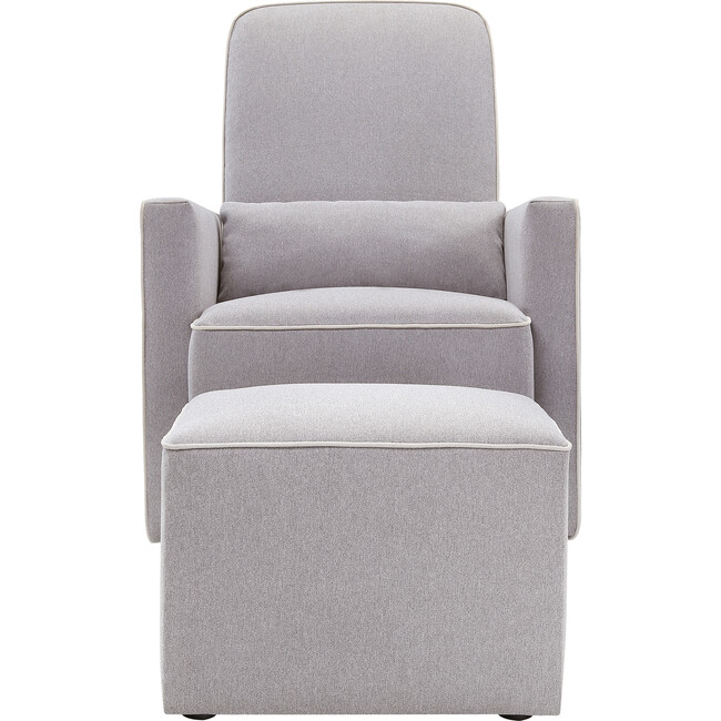 Olive Glider and Ottoman, Grey with Cream Piping - Nursery Chairs - 3