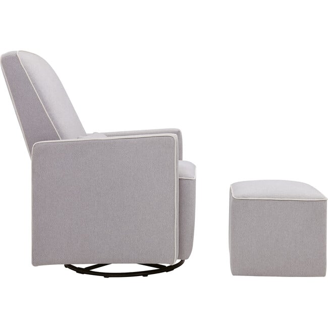 Olive Glider and Ottoman, Grey with Cream Piping - Nursery Chairs - 4