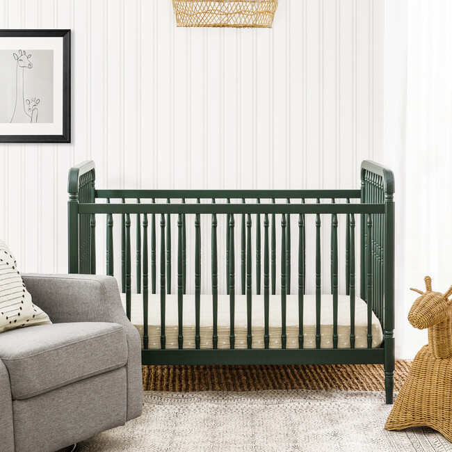 Liberty 3-in-1 Convertible Spindle Crib with Toddler Bed Conversion Kit, Forest Green - Cribs - 3