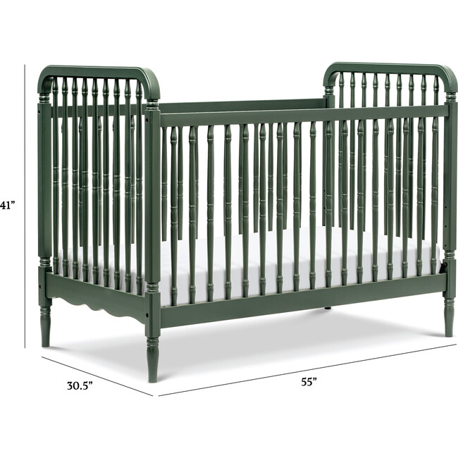 Liberty 3-in-1 Convertible Spindle Crib with Toddler Bed Conversion Kit, Forest Green - Cribs - 8