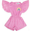 Terry Rainbow Romper, Pink - Rompers - 1 - thumbnail