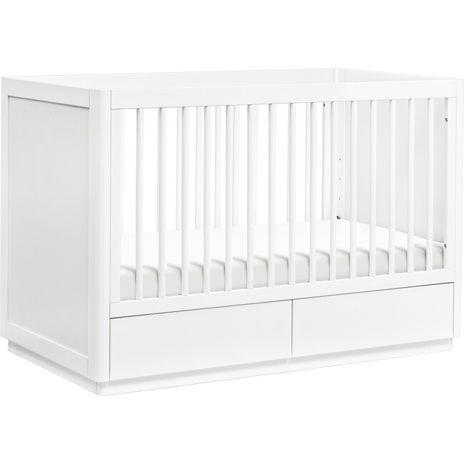 Bento 3-in-1 Convertible Storage Crib with Toddler Bed Conversion Kit, White