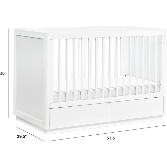 Bento 3-in-1 Convertible Storage Crib with Toddler Bed Conversion Kit, White - Cribs - 9