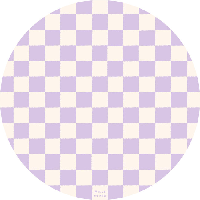 Catch All Mat for Mealtime & Playtime Mess, Lilac Checkerboard