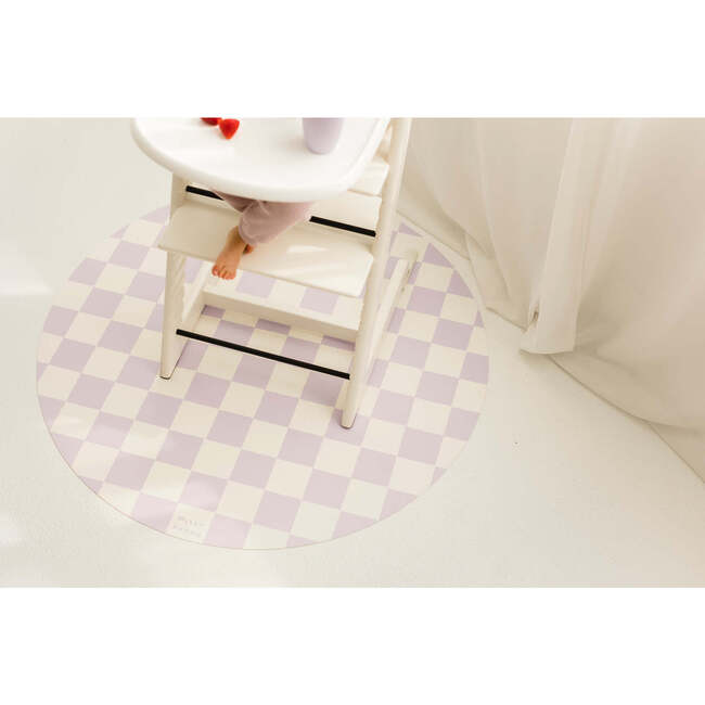 Catch All Mat for Mealtime & Playtime Mess, Lilac Checkerboard - Playmats - 3