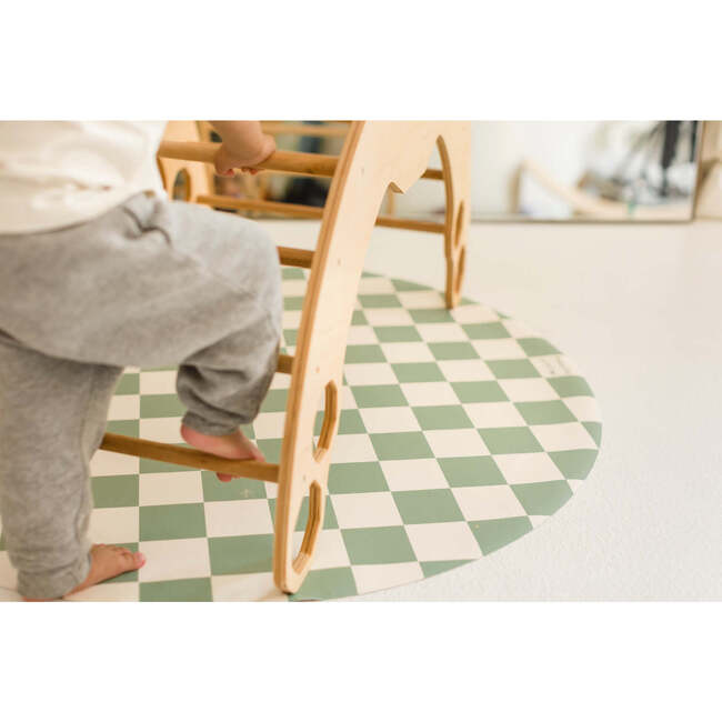 Catch All Mat for Mealtime & Playtime Mess, Sage Checkerboard - Playmats - 5