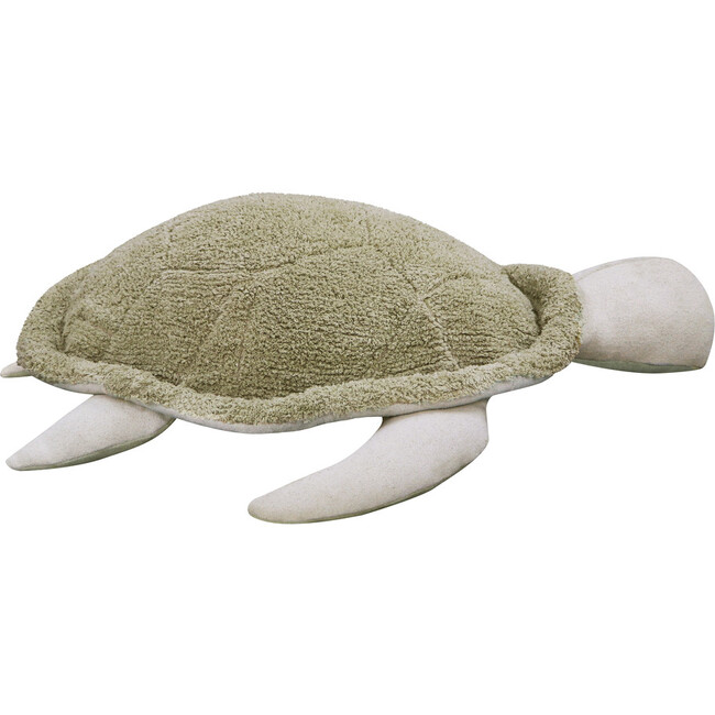 Mrs Turtle Pouf, Olive Green And Natural