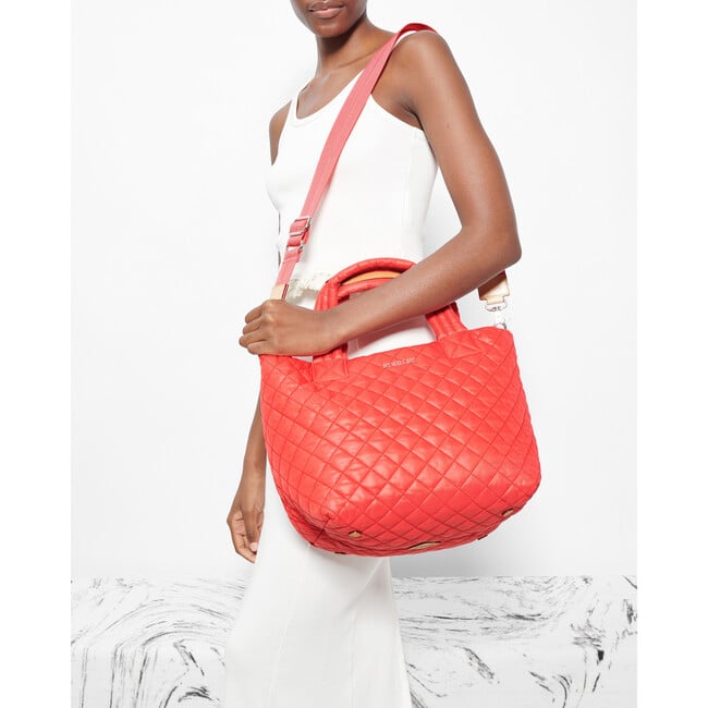 Women's Small Metro Tote Deluxe, Coral - Bags - 4