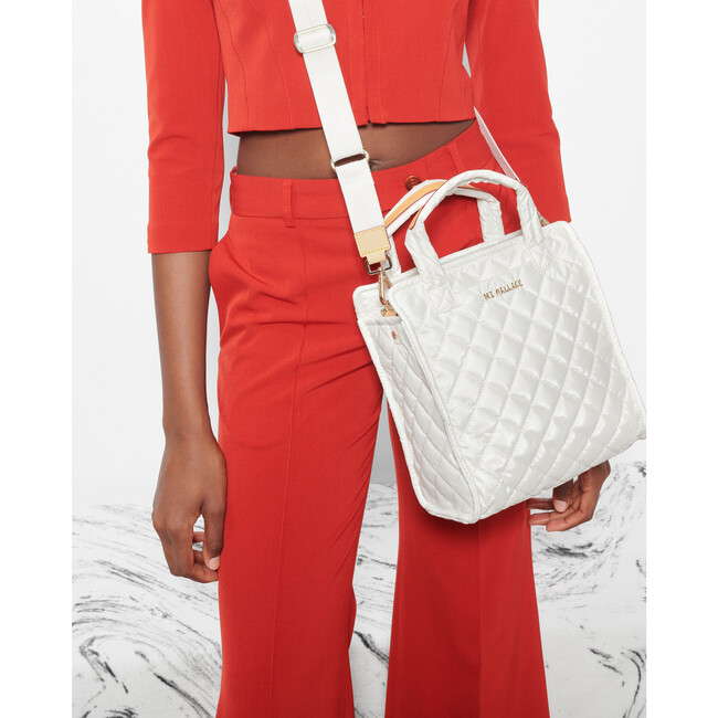 Women's Mini Box Tote, Pearl Metallic - Bags - 5