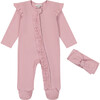 Rib Footed Coverall & Headband Set, Mauve - Mixed Apparel Set - 1 - thumbnail