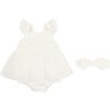 Eyelet Bodysuit & Headband Set, Ivory - Mixed Apparel Set - 1 - thumbnail