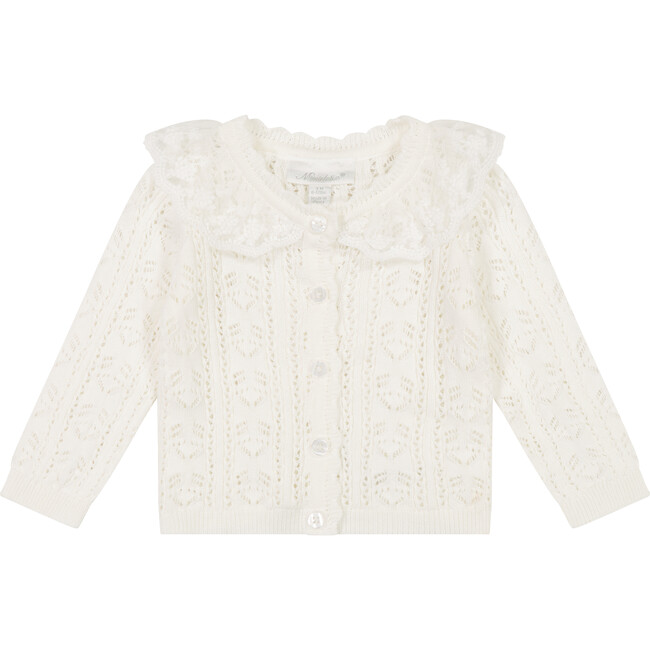 Pointelle Sweater Cardigan, Ivory
