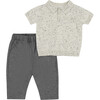 Sweater Top & Woven Pant Set, Oatmeal - Mixed Apparel Set - 1 - thumbnail