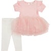 Tutu Top & Legging Pant Set, Pink - Mixed Apparel Set - 1 - thumbnail