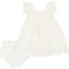 Eyelet Dress & Panty Set, Ivory - Dresses - 1 - thumbnail