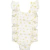 Floral Printed Swimsuit, Yellow - One Pieces - 1 - thumbnail