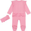 Rayon Rib Footed Coverall & Headband Set, Pink - Mixed Apparel Set - 3