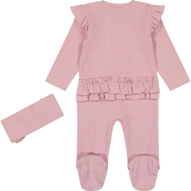 Rib Footed Coverall & Headband Set, Mauve - Mixed Apparel Set - 2