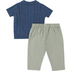 Sweater Top & Woven Pant Set, Blue - Mixed Apparel Set - 4