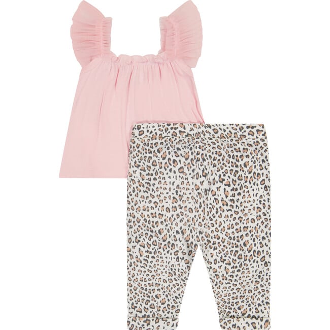 Rayon Top & Animal Print Pant Set, Pink - Mixed Apparel Set - 3