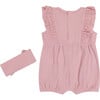 Rib Romper & Headband Set, Mauve - Mixed Apparel Set - 3