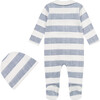 Navy Stripe Footed Coveral & Hat Set, Navy - Mixed Apparel Set - 2