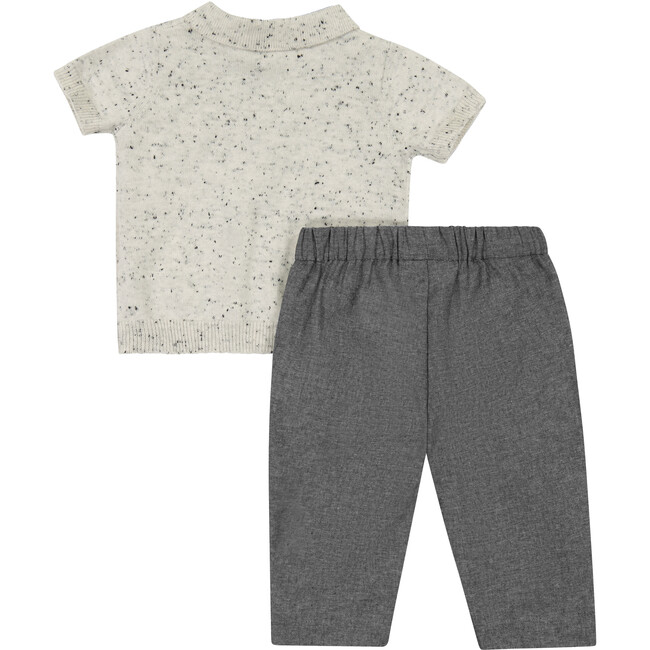 Sweater Top & Woven Pant Set, Oatmeal - Mixed Apparel Set - 3