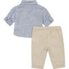 Linen Button Down Shirt & Pant Set, Blue - Mixed Apparel Set - 3