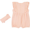 Rayon Rib Romper & Headband Set, Peach - Mixed Apparel Set - 3