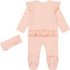 Rayon Rib Footed Coverall & Headband Set, Peach - Mixed Apparel Set - 3