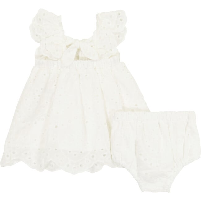 Eyelet Dress & Panty Set, Ivory - Dresses - 4