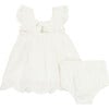 Eyelet Dress & Panty Set, Ivory - Dresses - 4