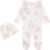 Floral Printed Footed Coverall & Hat Set, Ivory - Mixed Apparel Set - 2