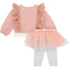 Jacket, Top & Tutu Legging Pant Set, Mauve - Mixed Apparel Set - 3