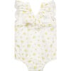 Floral Printed Swimsuit, Yellow - One Pieces - 3