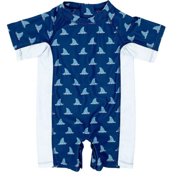 Fin Short Sleeve Beach Daze Surf Suit, Navy And White