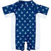 Fin Short Sleeve Beach Daze Surf Suit, Navy And White - Rash Guards - 1 - thumbnail