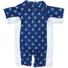 Fin Short Sleeve Beach Daze Surf Suit, Navy And White - Rash Guards - 3