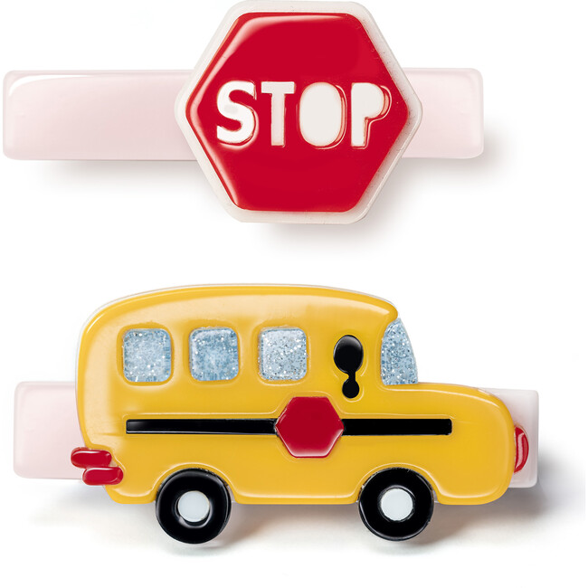 Bus Yellow & Red Stop Sign Alligator Clips