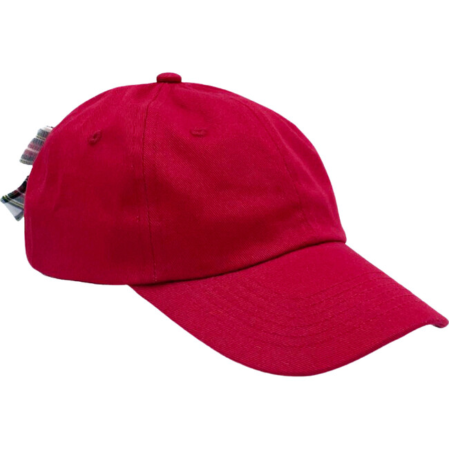 Plaid Bow Baseball Hat, Red