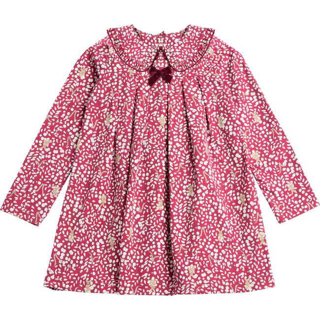 Woodland Bunny Pretty Collar Dress, Berry
